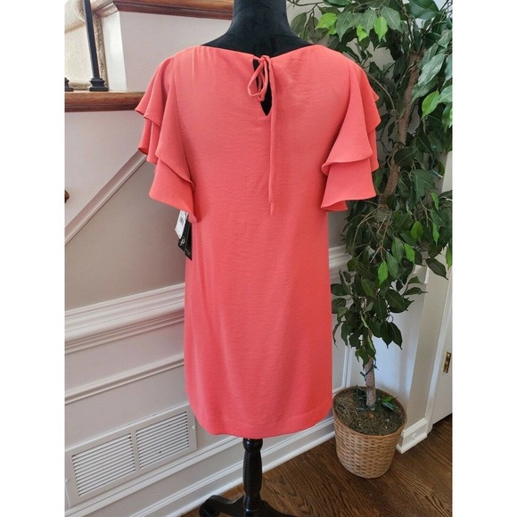 Adrianna Papell Women Solid Cora Polyester Short Sleeve Knee Length Dress Size 2 - Picture 7 of 10